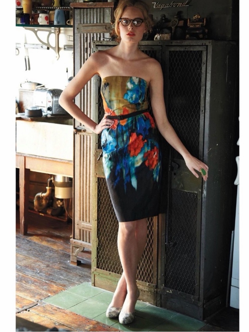 Anthropologie Moulinette Soeurs Splashed Palette Strapless Belted Dress